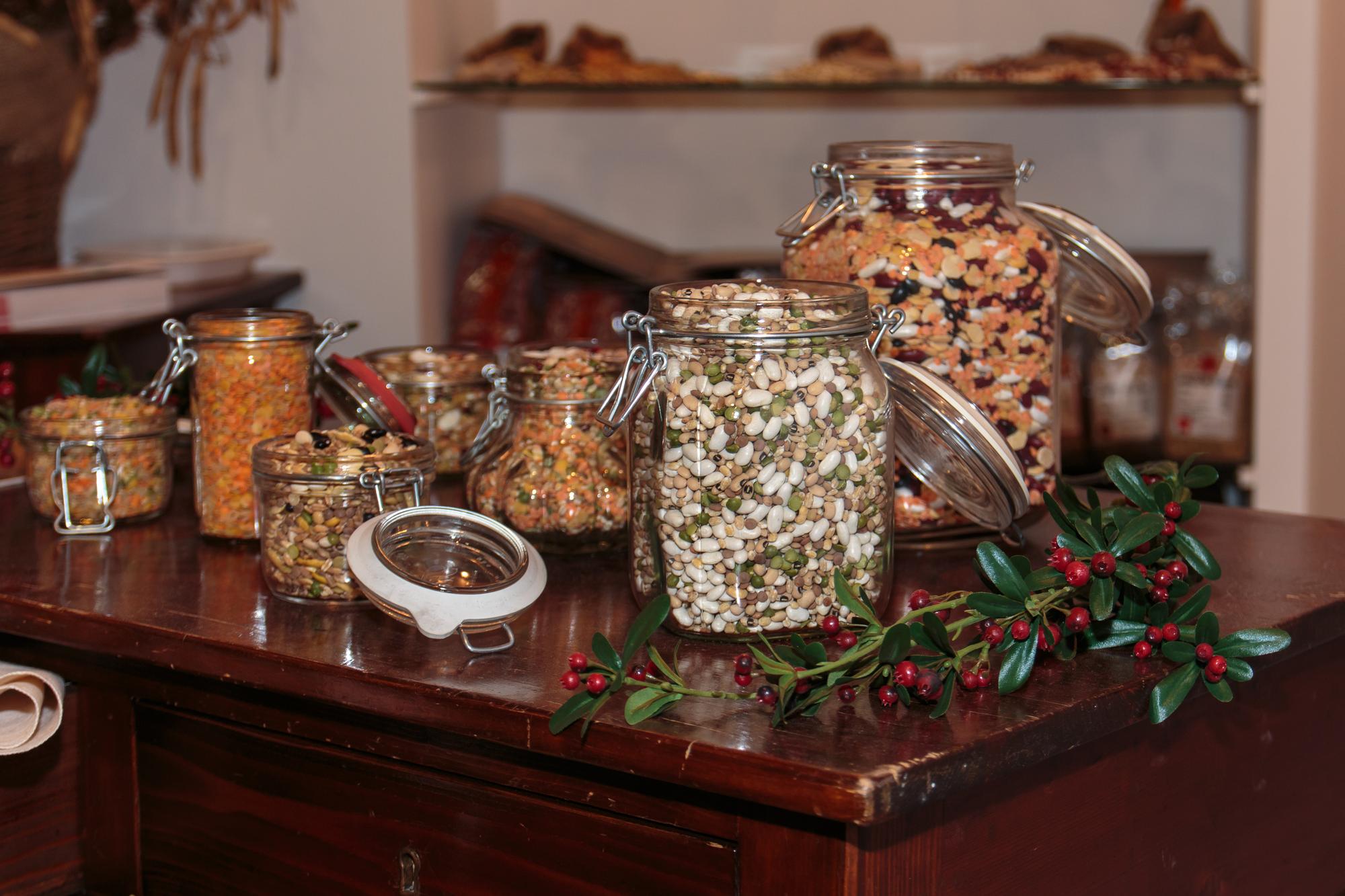 Styled pantry with curated jars and labels